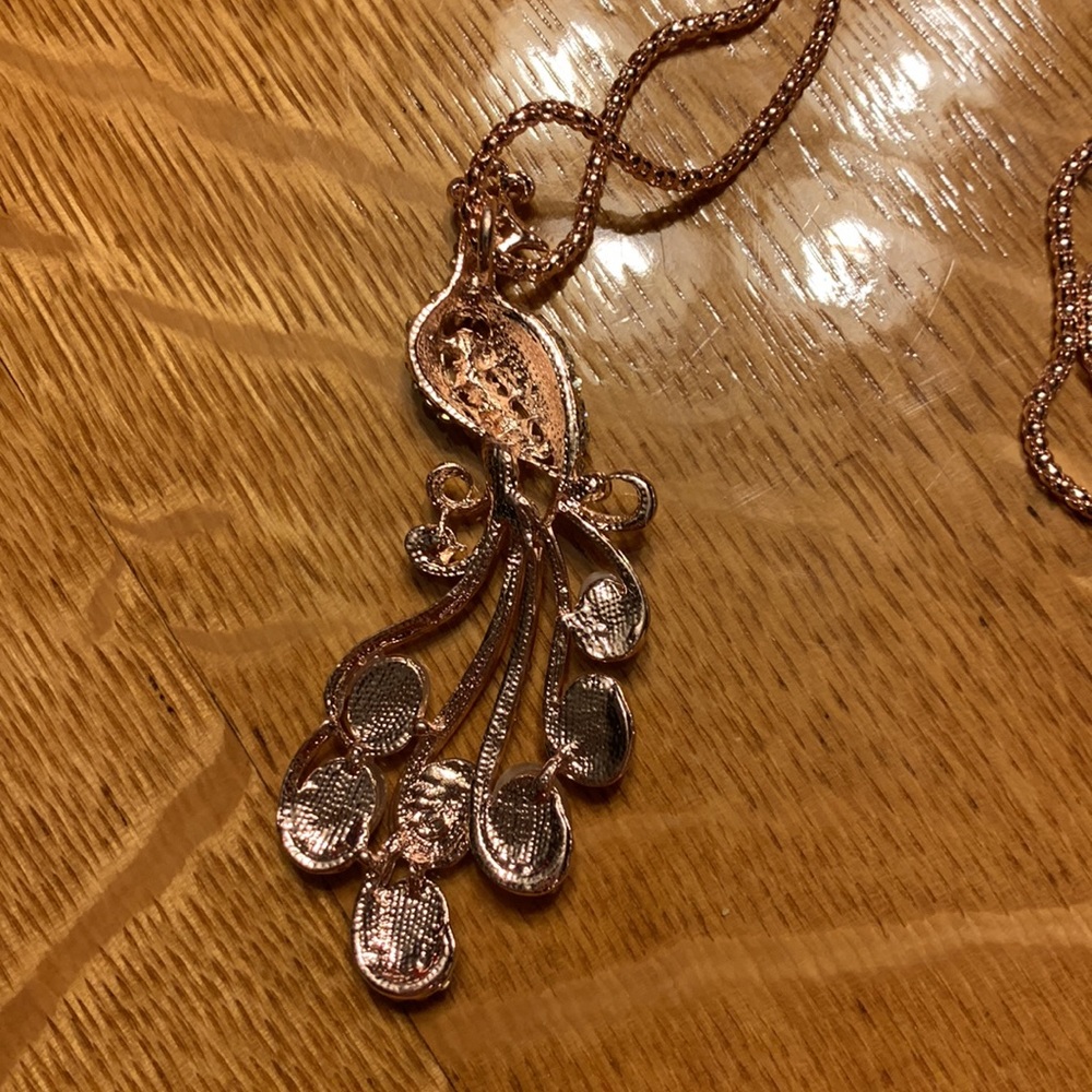 Rose Gold Peacock - Betsey Johnson Necklace - Picture 4 of 5